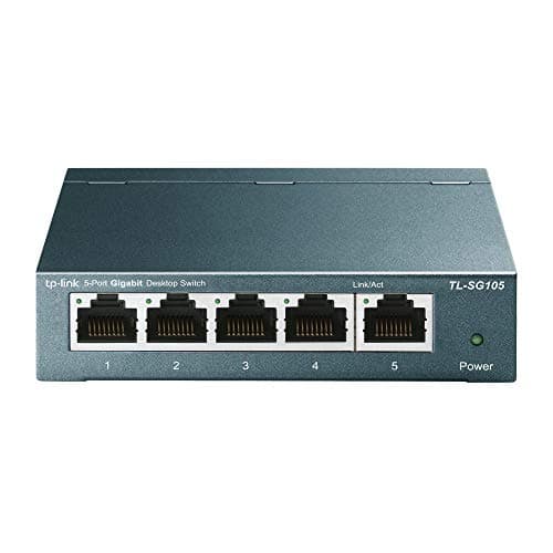 TP-Link TL-SG105, 5 Port Gigabit Unmanaged Ethernet Switch, Network Hub, Ethernet Splitter, Plug & Play, Fanless Metal Design, Shielded Ports, Traffic Optimization