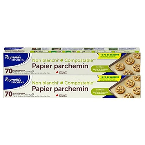Reynolds Kitchens Unbleached Parchment Paper/12 inches x 70 feet 2-Pack/Parchment Paper Roll/Baking Paper/Compatible as Air Fryer Liners