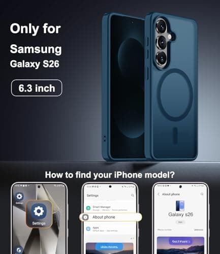 Janmitta Magnetic for Samsung Galaxy S26 Case,with Screen Protector+Wrist Strap,Compatible with MagSafe,Military Grade Drop Protection,Shockproof Slim Translucent Matte Phone Cover,Deep Blue