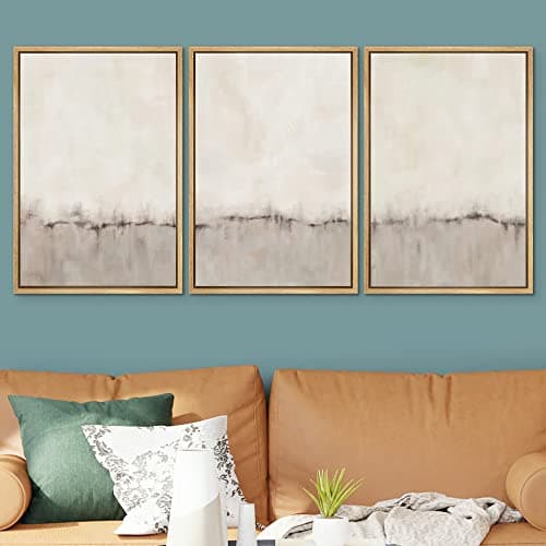 SIGNWIN Framed Canvas Print Wall Art Set Grunge Brown Gray Pastel Landscape Shapes Abstract Illustrations Modern Art Decorative Nordic Chic Calm for Living Room, Bedroom, Office - 24"x36"x3 Natural