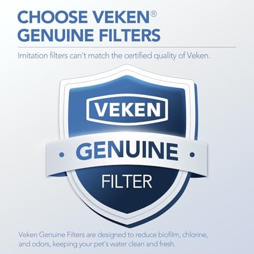 Veken Cat Water Fountain Filters, 4 Pack Replacement Filters & 4 Pack Replacement Pre-Filter Sponges Set for 67oz, 95oz, 135oz Automatic Pet Fountain Dog Water Dispenser