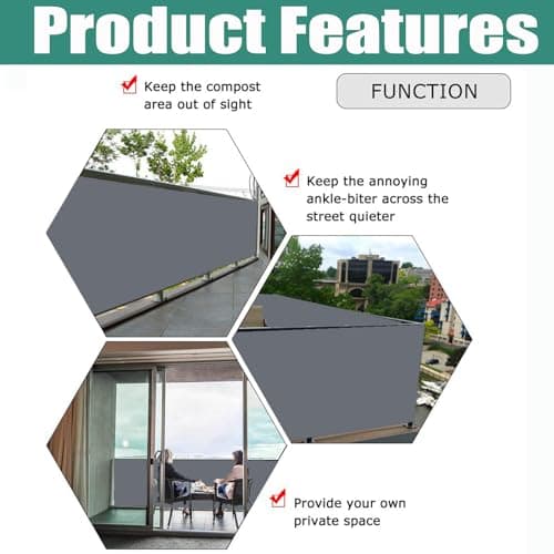 ZHhan Balcony Privacy Screen for Backyard Deck Patio Balcony Fence Porch Sun Shade PVC UV Protection Sun Wind 8 Days DeliveSapphire 14 Colors 20 Sizes 420D(Gray,3'x32.8')