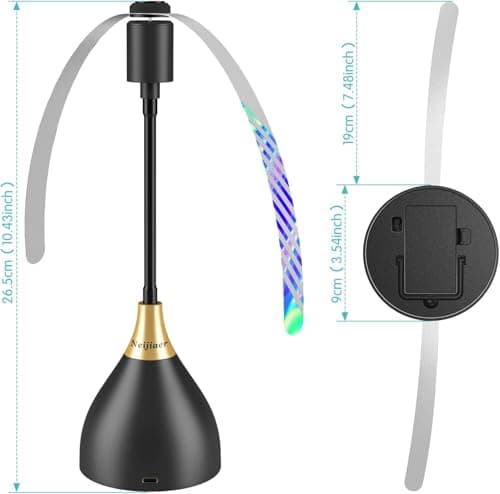 Neijiaer Fly Fans for Tables, USB or Batteries Powered, Soundless and Portable Fly Fan, Keeps Your Food Clean, Practical Fan with Soft Blades