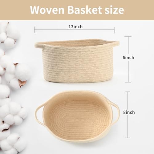 Happyiren Cute Woven Gift Basket – Beige Empty Gift Basket for Nursery, Baby Shower Gifts, Birthday, Wedding, Burr Baskets for Valentines Day,, Decorative Storage Bin for Toys, Diapers, Books