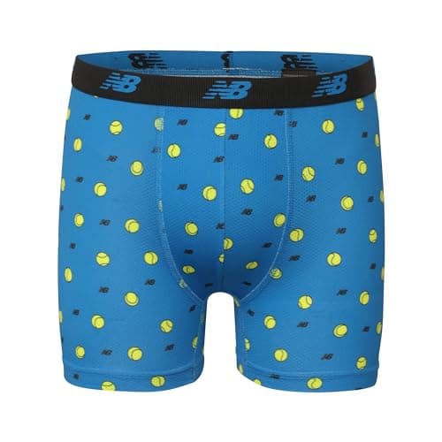 New Balance Boys and Toddler Boxer Briefs, Moisture Wicking Breathable Underwear, Tagless, Assorted (2 Performance/ 2 Mesh), Blue Oasis/Thirty Watt/Thunder/Black, Large