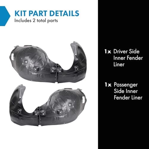 TRQ Front Driver & Passenger Side Inner Fender Liner Set Compatible with 2015-2022 Dodge Charger Pursuit R/T SXT 2018-2022 Charger GT