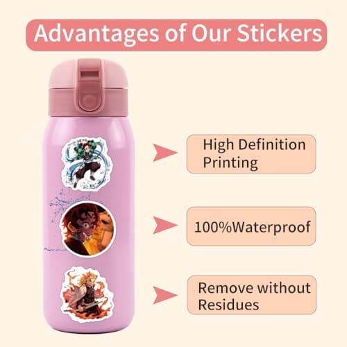 55pcs Demon Anime Slayer Stickers for Teens, Teen-Age Hot Cartoon Sticker for Water Bottle,Laptop,Waterproof Vinyl Decals for Teen Adult Party Supply Favor Decor(Colourful-A)