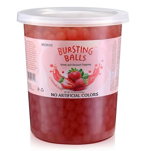 Popping Boba Pearls Bursting Tea Balls Drink & Dessert Topping Strawberry Mango Blueberry Passion Fruit Flavored Bubble Tea Pearls (Strawberry, 2 LB 1 Pack)