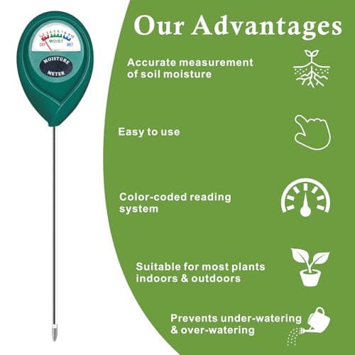Soil Moisture Meter Sensor,Plant Water Monitor,Hygrometer for Gardening, Farming, No Batteries Required