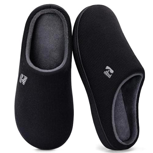 RockDove Men's Original Two-Tone Memory Foam Slipper, Size 9-10 US Men, Black/Grey