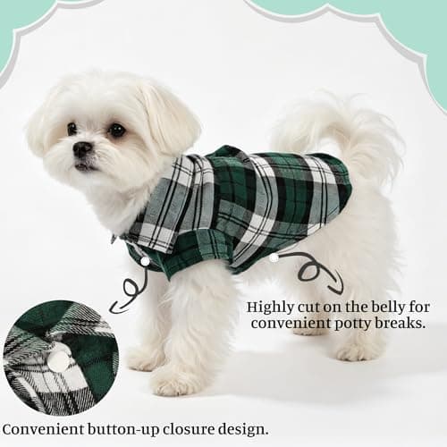 Dog Clothes for Small Dogs Dog Shirts with Polo Plaid Design, Breathable,Lightweight & Soft Pet Puppy T Shirts for Chihuahua Toy Poodle Cats Clothes (Green, XXS)