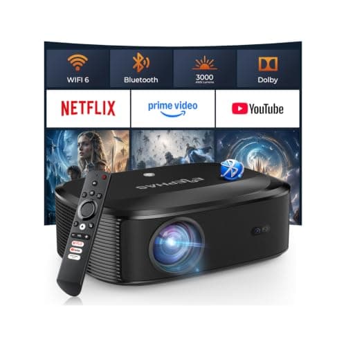 4K Projector with WiFi and Bluetooth - 3000 ANSI Lumens, ELEPHAS Outdoor Movie Projector Compatible with NETFLIX/Prime Video/YouTube, Smart Projector for HDMI/USB/iOS/Android, Portable Home Cinema