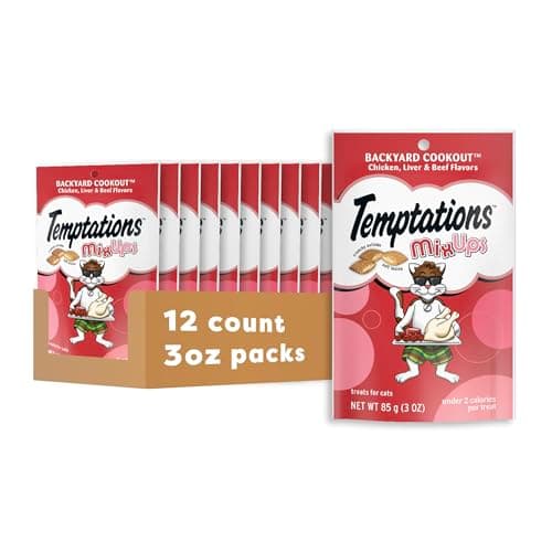 Temptations Cat Treats MixUps Backyard Cookout Flavor Crunchy, Soft Cat Treats, 3 oz. Pouch (Pack of 12)