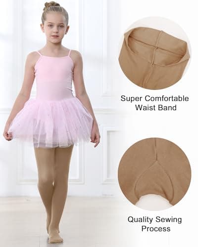 Stelle Girls Ballet Dance Students School Footed Tight (Toddler/Little Kid/Big Kid)(Tan,6-8 Years)