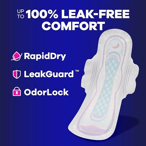 Always Ultra Thin Feminine Pads with Wings for Women, Size 5, Extra Heavy Overnight Absorbency, Unscented, 34 Count