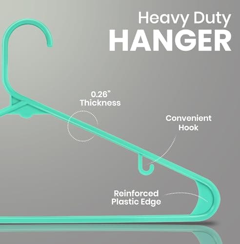 Utopia Home Plastic Hangers 50 Pack - Clothes Hanger with Hooks - Durable & Space Saving (Aqua)