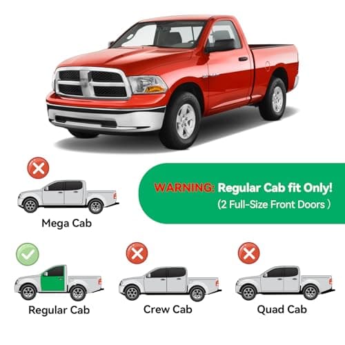 in-Channel Rain Guards for 2009-2018 Dodge Ram 1500 Standard Cab, 2010-2025 Ram 2500 & 3500 Regular Cab, 2019-2024 Ram 1500 Classic, Window Visor Shields Vent Deflector Shade Wind Dark Smoke, 2PCS