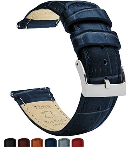 21mm Navy Blue - BARTON Alligator Grain - Quick Release Leather Watch Bands