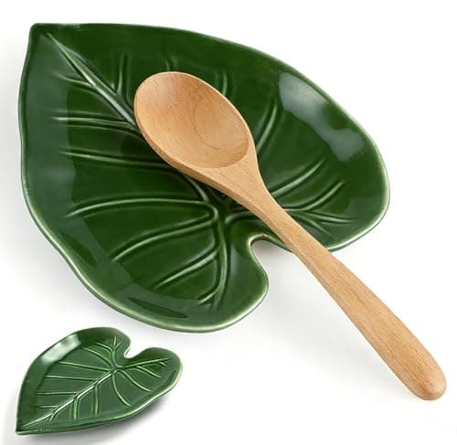 Cute Leaf Ceramic Spoon Rest for Stove Top and Kitchen Counter