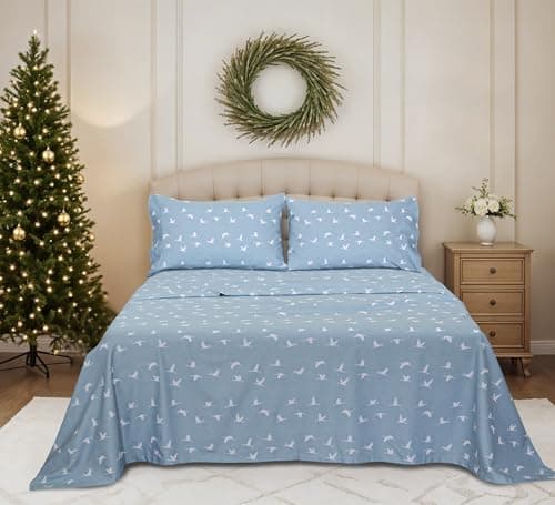 RUVANTI 100% Cotton Flannel Sheets Set - Queen - 4 Pcs - We Fly