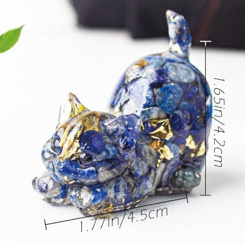 Mini Cat Resin Crystal Figurine Decor Cute 3D Statues Ornament Cat Lover Gifts for Home Office Bedroom Cubicle Desk Shelf Table Decor Accessories for Women (SJDX3923)