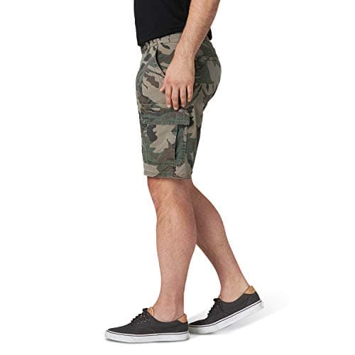 Wrangler Authentics Men's Classic Cargo Stretch Short, Green Camo, 36
