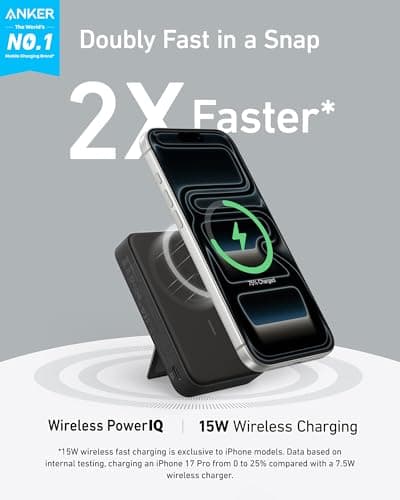 Anker MagGo Power Bank, Qi2-Certified 15W 10,000mAh Portable Charger