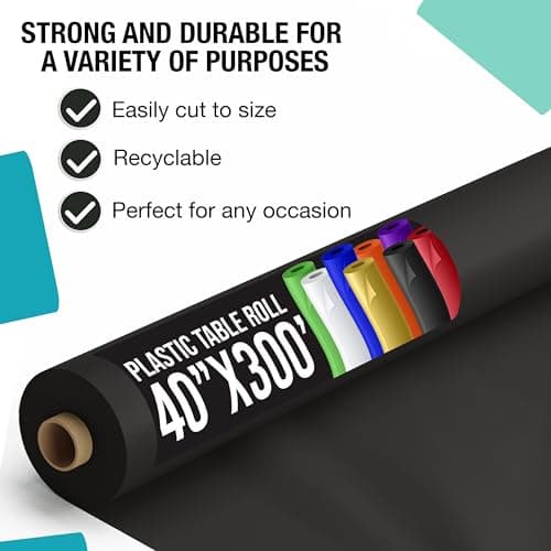 Premium Quality Plastic Table Cover Banquet Rolls 40" X 300' (Black) - Exquisite