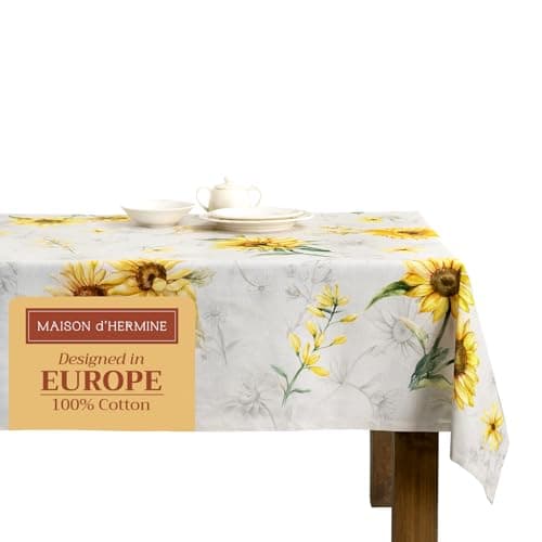 Maison d' Hermine Table Cloth Square Table 100% Cotton 60 x 60 Inches Tablecloth Reusable Decorative for Dining Kitchen Room Farmhouse Party Home Hotel Restaurant Spring Summer - Candice