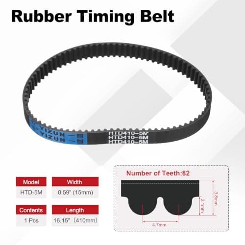 HiPicco HTD 5M Timing Belts, 410mm Pitch Length x 15mm Width x 3.8mm Height