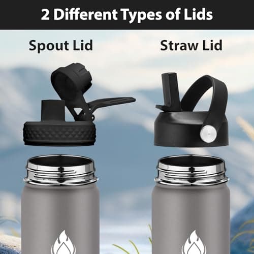SENDESTAR Insulated Water Bottle 24 OZ, Wide Mouth 24 oz Water Bottle with Straw Lid, Spout Lid, Double Wall Vacuum Stainless Steel Leak Proof, Keeps Liquids Hot or Cold