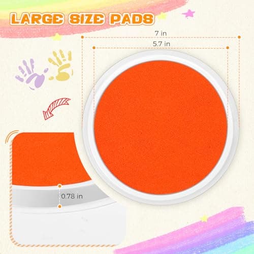 Nliyeisu 7 Inch Ink Pad Pads for Kids Washable, Large Stamp Pad with 8 Vibrant Colors, Non-Toxic Finger Paint & Stamp Pads Set for Arts and Crafts, Perfect for Children's DIY Projects, Home School Use