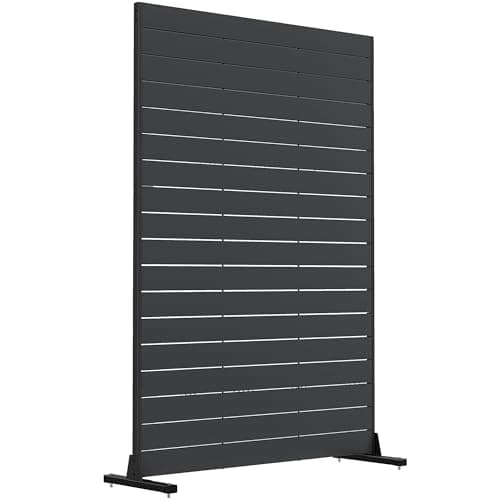 Outsunny Outdoor Privacy Screen, 47.2" W x 68.5" H HDPE Decorative Screen Panel with Stand and 6 Panels, Freestanding Privacy Panel for Indoor Outdoor, Patio Balcony Office, Black