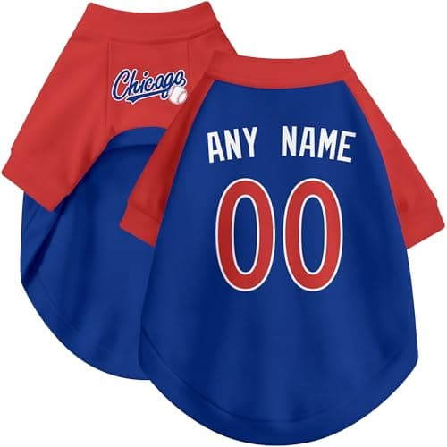 DALLASC Chicago C Dog Clothes Jersey Style Personalized Custom Pet T Shirt with Name and Number for Small Medium Large Dogs