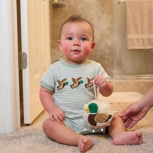 Baby Boy Girl Hunting Outfit Western Romper Camo Duck Jumpsuit Short Sleeve Bodysuit Animal Playsuit Summer Clothes (01 Green Duck, 0-3 Months)