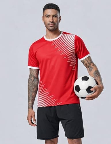 Liberty Imports 5 Pack Men’s Active Quick Dry Crew Neck T Shirts | Athletic Running Gym Workout Short Sleeve Tee Tops Bulk, Camo/Red/Navy/Black/Teal Blue, 3X-Large
