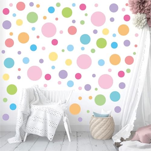 Colored Polka Dots Wall Decals - 12 Sheets 276 Pcs Removable Colorful Polka Dots Wall Sticker Peel and Stick Round Circle Wall Decor for Bedroom Playroom Classroom Nursery