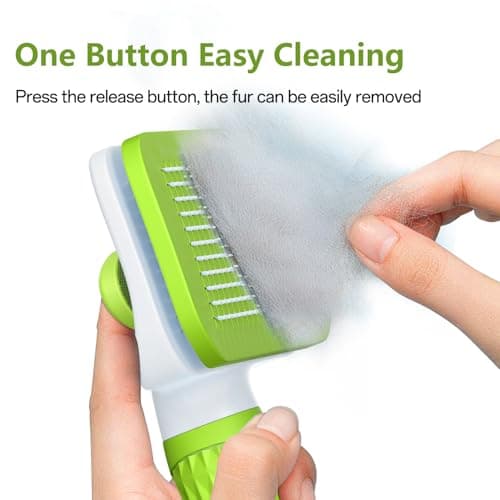 ACE2ACE Dog Brush, Cat Brush for Shedding Long and Short Haired, Self-Cleaning Dog Slicker Brush, Removes Loose Fur for Puppy, Cockapoo, Labrador, Golden Retriever, Pomeranian, Poodle, Rabbits, Green