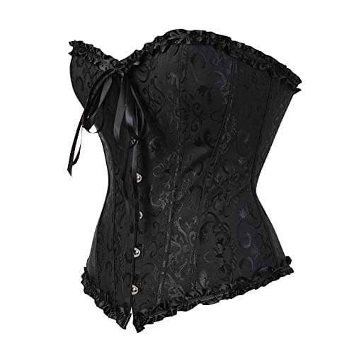 Grebrafan Plus Size Overbust Corset Classic Bustier Bodyshaper Top (US(4-6) S, Black)