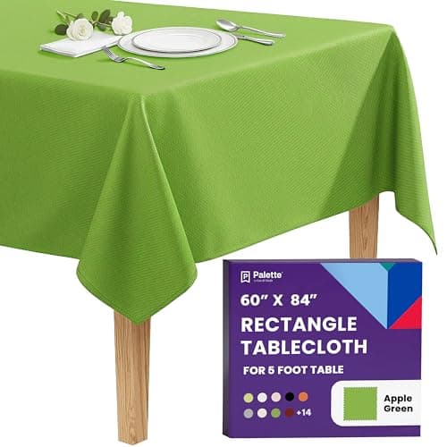 Gee Di Moda Rectangle Tablecloth - 60 x 84 Inch Apple Green Table Cloth for 5 Foot Rectangle Tables - Heavy Duty Washable Fabric - for Holiday Party, Dinner, Weddings, Baby Shower & Events