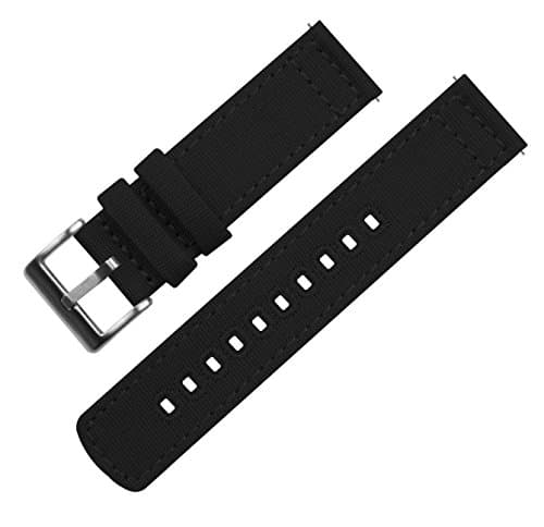 22mm Black - BARTON Canvas Quick Release Watch Band Straps - Choose Color & Width - 18mm, 19mm, 20mm, 21mm, 22mm, 23mm, or 24mm