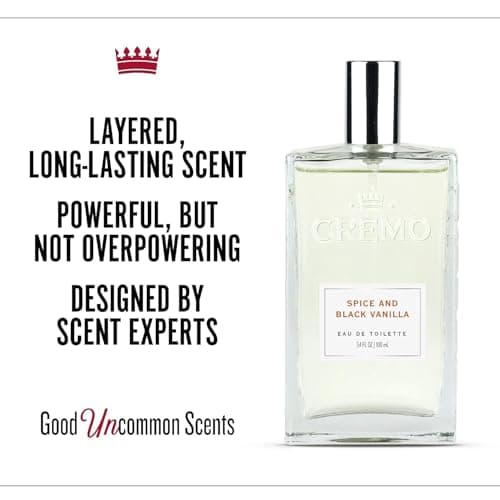 Cremo Cologne For Men - Spice & Black Vanilla Mens Cologne Spray, An Explosion of Vibrant Spices, Dark Woods and Black Vanilla, Multi-Layered Signature Men's Fragrances, 3.4 Fl Oz