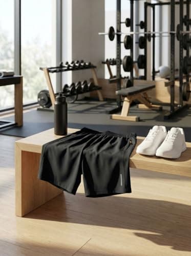 Men's Casual Shorts Elastic Waist with Pockets for Gym Running Sports Black
