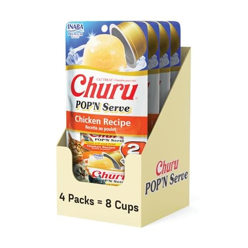 INABA Churu Pop'N Serve Jelly Cat Treat with Vitamin E & Taurine, 34 gram Cup, 8 Cups, Chicken Recipe