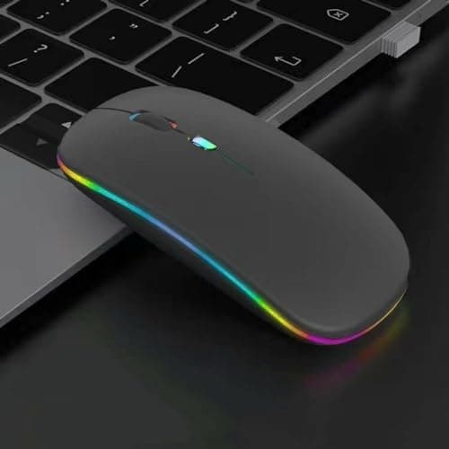 Guiheng Wireless Bluetooth Mouse,LED Dual Mode Rechargeable Silent Slim Laptop Mouse,Portable(BT5.2+USB Receiver) Dual Mode Computer Mice,for Laptop,Desktop Computer,ipad Tablet,Phone,TV (Grey)