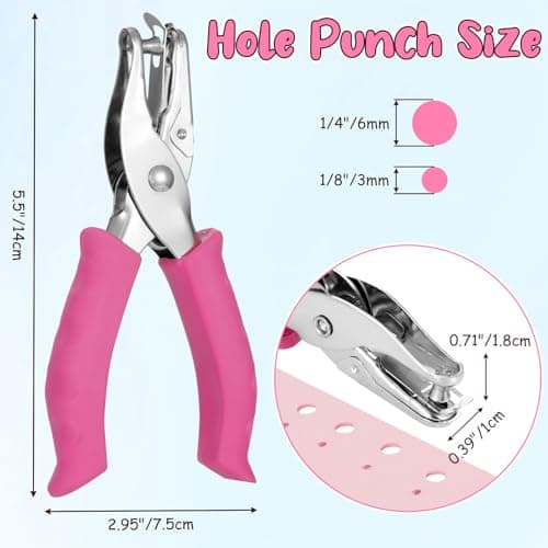 Vsvgmoq Single Hole Punch Set, 2 Pcs 1/4&1/8 Inch Hole Puncher Single with Soft Grip Handle, One Punch with Scrap Container, 8 Sheets Capacity, Fun Punch for Paper Crafts, Scrapbooks, Tags, Tickets