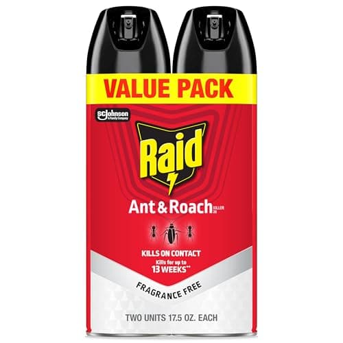 Raid Ant & Roach Killer 26, Fragrance Free Bug Killer for Home Use, Kills Bugs on Contact, Roach and Ant Spray, 17.5 Oz, 2 Count