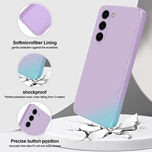GiiYoon Case Compatible with Samsung Galaxy S23 Plus, Silky-Soft Touch Full-Body Protective Phone Silicone Case, Shockproof Cover with Microfiber Lining, Purple