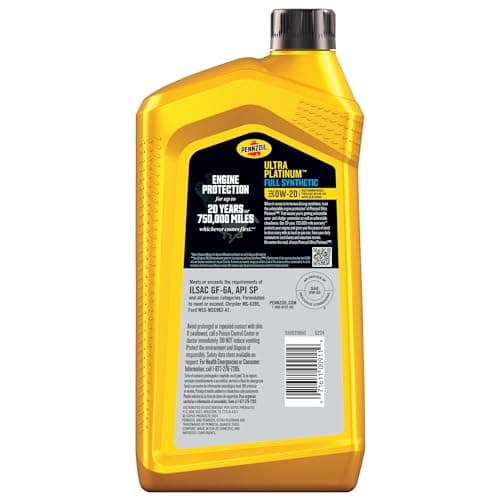 Pennzoil Ultra Platinum Full Synthetic 0W-20 Motor Oil, 1 Quart (6 Pack)