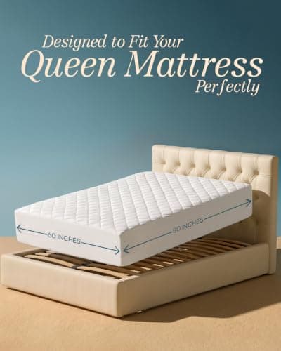 Utopia Bedding Quilted Fitted Mattress Pad, Queen Size, Elastic Fitted Mattress Topper Protector and Cover Stretches up to 16 Inches Deep, Machine Washable (White)